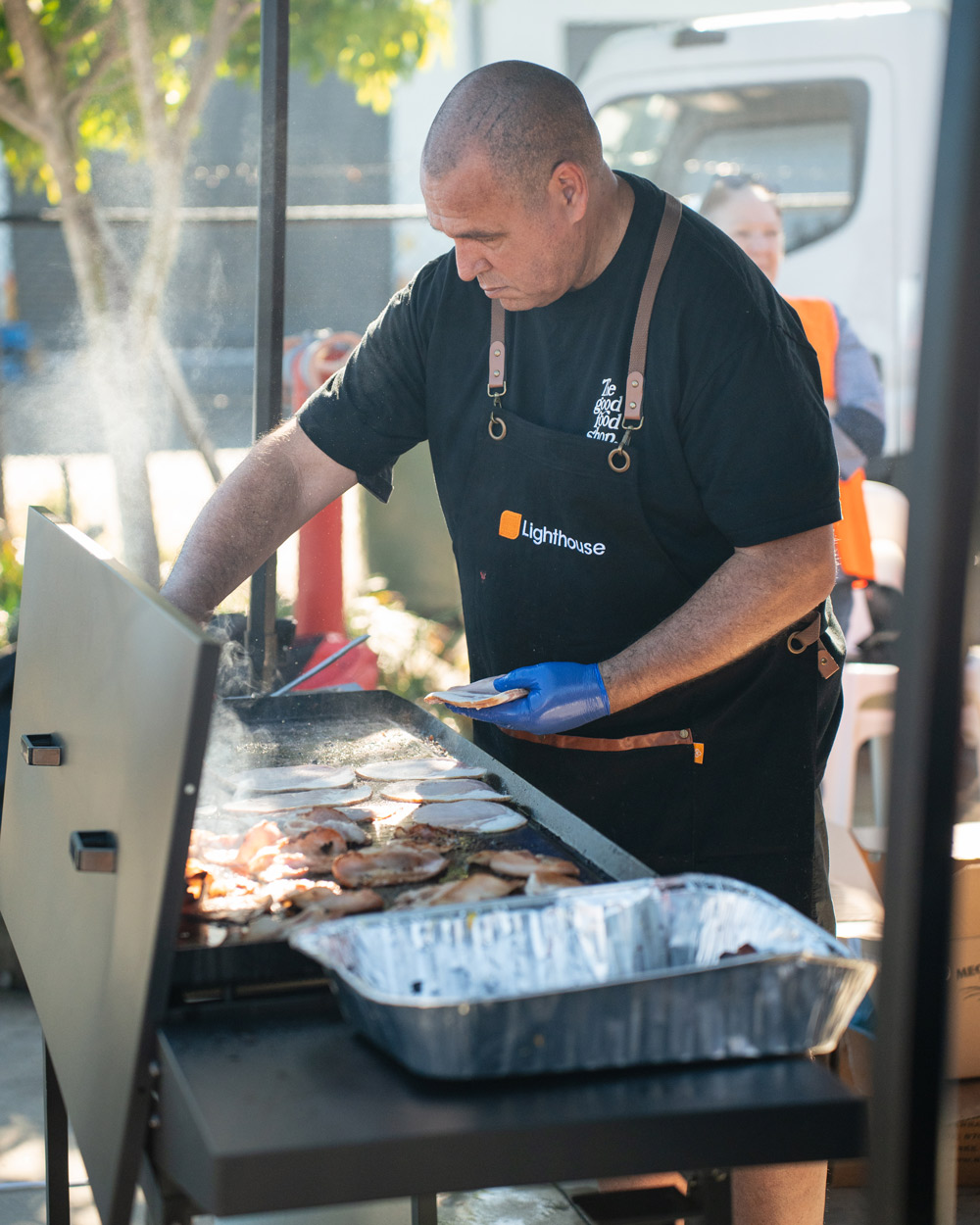 Free food being cooked at the Good Food Festival